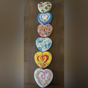 $4.99 Shipping - Six (6) Brighton Large Heart Gift Jewelry Tins - 4 w/inserts